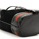 Suede Patent Web Mini Ophidia Bucket Bag Black