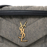 Denim Quilted Medium Loulou Puffer Monogram Chain Satchel Azur