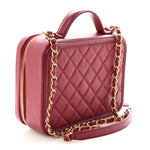 Caviar Quilted Medium CC Filigree Vanity Case Burgundy