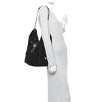 Suede Quilted Medium Chanel 25 Handbag Black