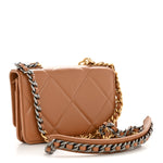 Lambskin Quilted Chanel 19 Wallet On Chain WOC Brown