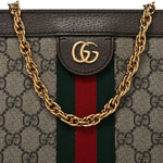 GG Supreme Monogram Web Medium Ophidia Chain Shoulder Bag Brown