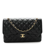 Caviar Quilted Jumbo Double Flap Black