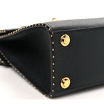 Calfskin Taurillon Studded City Steamer One Handle Bag Black