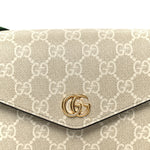 GG Supreme Monogram Textured Dollar Calfskin Web Mini Ophidia Envelope Shoulder Bag Beige Mystic White Oatmeal