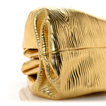 Metallic Bark Calfskin Embossed The Pouch Oversized Clutch Oro
