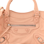 Matte Goatskin Rubber Covered Classic Hardware Mini City Rose Poudre