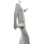 Metallic Goatskin Quilted Ombre Phone Holder Wallet on Removable Chain Grey Green