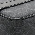 GG Supreme Monogram Textured Dollar Calfskin Retro Interlocking G Flap Messenger Bag Black