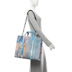 Fabric Jacquard FF Tie Dye Sunset Large Shopping Tote Light Blue Black
