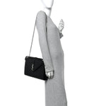 Grain De Poudre Textured Mixed Matelasse Large Triquilt Monogram Satchel Black