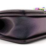 Iridescent Goatskin Quilted Small Boy Flap Purple
