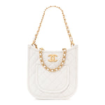 Calfskin Quilted Small Hobo White