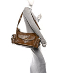 Shiny Calfskin Large Double Carry Camera Bag Dark Khaki