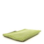 Vitello Large Rockstud Zip Wristlet Pouch Pop Apple