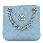 Caviar Quilted Mini Bucket Bag Blue