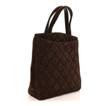 Suede Quilted Tote Brown