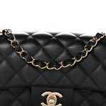 Lambskin Quilted Mini Rectangular Flap Black