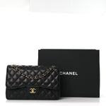 Caviar Quilted Jumbo Double Flap Black