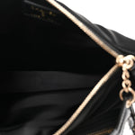 Velvet Effect Nylon Shiny Crumpled Calfskin Quilted Chanel 25 Clutch With Chain Black