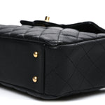 Caviar Calfskin Quilted Small Top Handle Flap Black