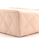 Caviar Quilted Top Handle Slim Vanity With Chain Beige