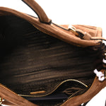 Suede Triangle Medium Bonnie Shoulder Bag Cacao