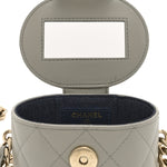 Lambskin Quilted Mini Vanity Case With Chain Grey