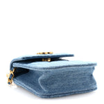 Denim Quilted Flap Mini Crossbody Blue