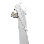 GG Supreme Monogram Textured Dollar Calfskin Mini Blondie Chain Shoulder Flap Bag Beige Ebony New Acero