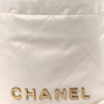 Shiny Calfskin Quilted Mini Chanel 22 White