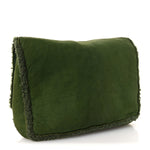 Suede Shearling Flap Clutch Green