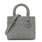 Ultra Matte Calfskin Cannage Medium Lady Dior Grey Stone