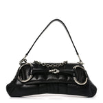 Nappa Vertical Matelasse Medium Maxi Horsebit Chain Shoulder Bag Black