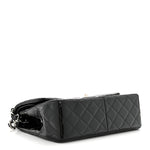 Patent Quilted Jumbo Double Flap Black