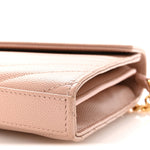 Grain De Poudre Matelasse Chevron Monogram Chain Wallet Pale Blush