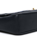 Calfskin Quilted Medium Graphic Flap Blue Black