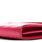 Grain De Poudre Matelasse Chevron Monogram Chain Wallet Lipstick Fuchsia