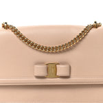 Printed Calfskin Ginny Shoulder Bag Beige
