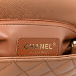 Caviar Quilted Small Coco Handle Flap Brown