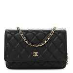 Caviar Quilted Wallet on Chain WOC Black