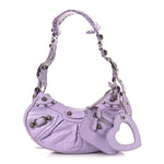 Extra Supple Calfskin Crocodile Embossed Le Cagole Shoulder Bag XS Lilac