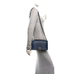 Caviar Quilted Medium Boy Flap Dark Navy Blue