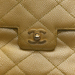 Metallic Caviar Quilted Medium Single Flap Beige