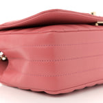Calfskin Chevron Quilted Mini Statement Flap Pink