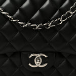 Lambskin Quilted Maxi Double Flap Black