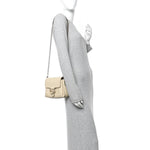 Dollar Calfskin Interlocking G Crossbody Bag Mystic White