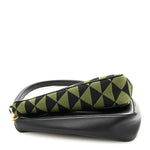 Jacquard Calfskin Triangolo Symbole Embroidered Mini Triangle Double Bag Black Edera