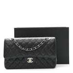 Caviar Quilted Medium Double Flap Black