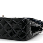 Patent Quilted Jumbo Double Flap Dark Blue